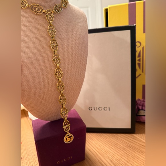 Gucci Jewelry - GUCCI GG Charm drop Y necklace Lariat Upcycled 14k Gold plated